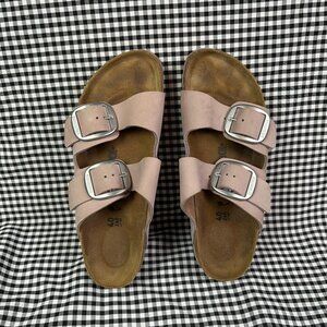 Birkenstock Arizona Big Buckle Lilac Pink Rose Silver Nubuck Leather NARROW 9